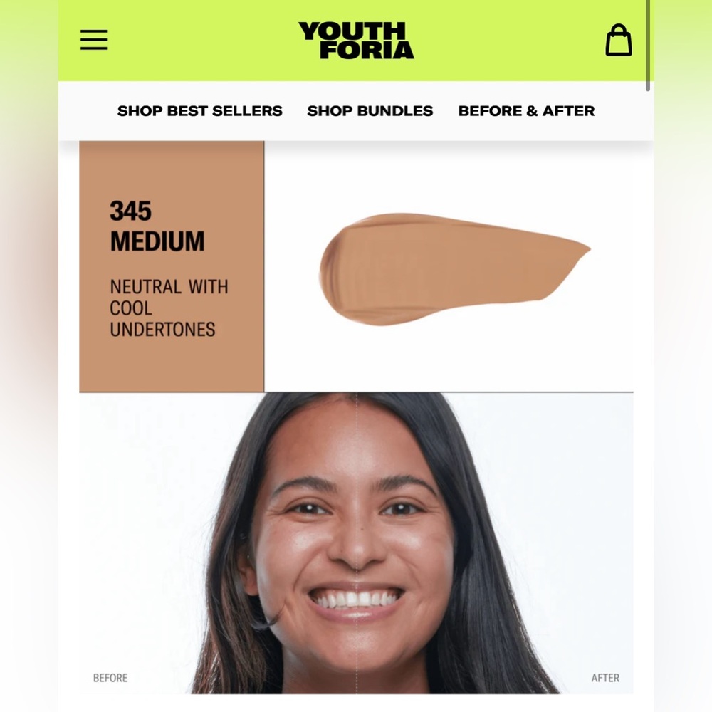 Youthforia Foundation Medium 345 Foundation with Cool Undertones